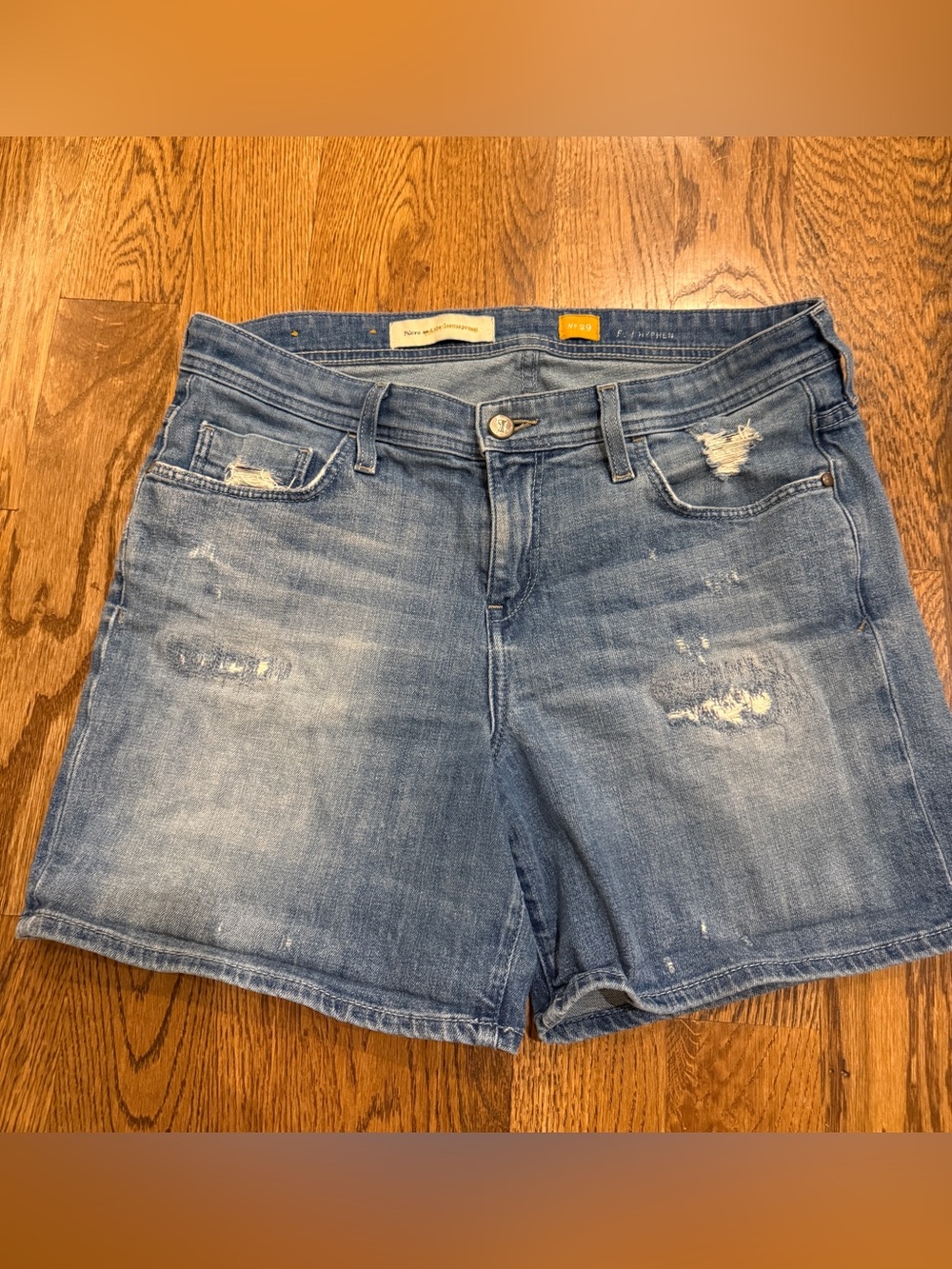 Pilcro by Anthropologie Distressed Faded Blue Denim Shorts